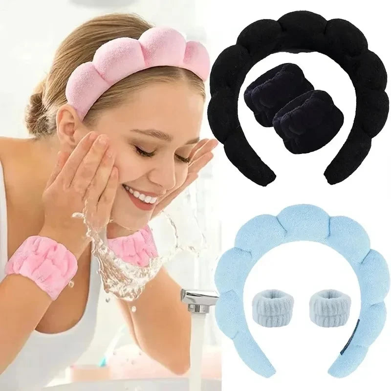 Set de Diadema y Muñequeras para Skincare